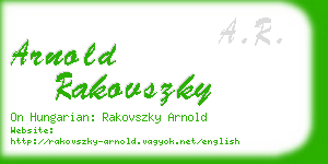 arnold rakovszky business card